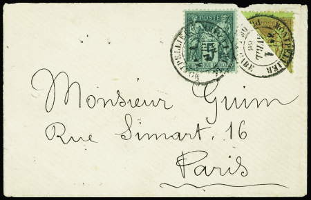 N°96, demi-timbre + n°75 OBL CAD "Montpellier Pl. de la gare" (1886) sur une petite lettre. TB
