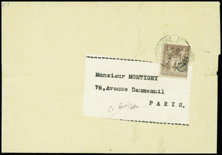 N°88 4c lilas-brun seul sur bande de journal (1900). TB