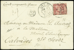 N°98 et 104, 50c rose, seuls sur 2 petites lettres chargées OBL Paris 35 (1900) et Vivonne Vienne (1901). TB