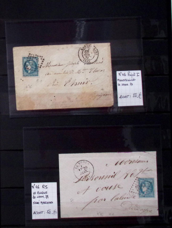 Classeur plastique noire de 15 lettres classiques, majorité affranchies avec des timbres de l'émission de Bordeaux