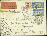 28.12.1930 . 20ème anniversaire du 1er vol en Indochine, lettre avec cachet en forme d'aile et signature de van den Born qui réalisa ce vol en 1910