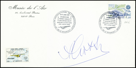 16.6.1979 50eme anniversaire de la traversée de l'Atlantique  nord par Assollant, Lefèvre et Lotti, lettre AFF n°2046 avec signature de Lotti et vignette commémorative