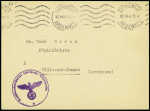 Lettre en franchise avec oblitération mécanique «CHARLEVILLE ARDENNES» (1941). et cachet violet avec aigle «KREISKOMMANDANTUR MEZIERES CHARLEVILLE».TB