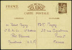 Entier carte postale 90c Iris interzones OBL CAD "Port-Etienne Mauritanie" (1941). Rare