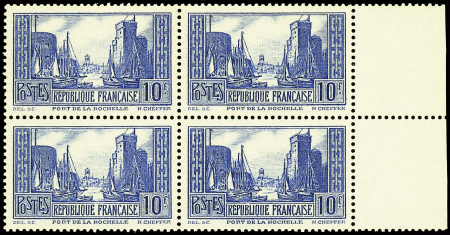 N°261 La Rochelle, 10f. bleu, T III, BLOC de 4 bdf, neuf **, TB