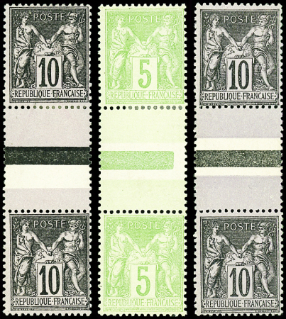 N°89f, 103b et 106a, les 3 paires avec intervalles, T I et T II, neuf *, TB
