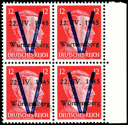 WURTEMBERG N°5 12pf. carmin, BLOC de 4, neuf **, TB