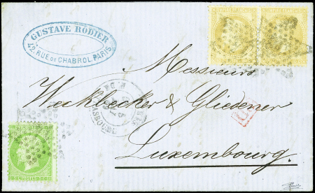 N°20 et 28A PAIRE, obl. Etoile 14 s. LAC, càd R. de Strasbourg 5/5/69, arr. LUXEMBOURG, TB