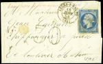 N°14A 20c bleu, T I, obl. s. LSC, càd T15 ARLES-S-RHONE 18/1/58, Taxe 30 DT "pour timbre ayant déjà servi", TB