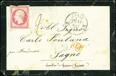N°17B  80c. rose, touché, obl. POINTILLES s. Env., càd T1367 "diabolo" ind. 24 12/5/62, arr. LUZERN 13/5