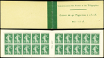 N°137-C1 Semeuse Camée,  5c. vert, n°137, T I, carnet de 40 t., Prix 2f05, TB