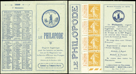 N°235-CP1 Semeuse Camée, 25c. brun-jaune, n°235, LE PHILOPODE, 1er semestre, TB