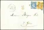 N°29A défx et 31 obl. Etoile 2 s. LSC, càd Octog. de LEX R. St LAZARE E1 3/12/67, arr. GENES, TB