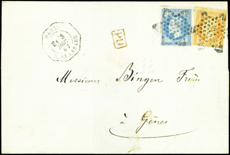N°29A défx et 31 obl. Etoile 2 s. LSC, càd Octog. de LEX R. St LAZARE E1 3/12/67, arr. GENES, TB