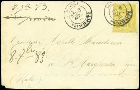 France N°92 obl. càd MONACO PRINCIPAUTE 8/9/83 s. Env., arr. Sta MARGHERITA LIGURE, TB