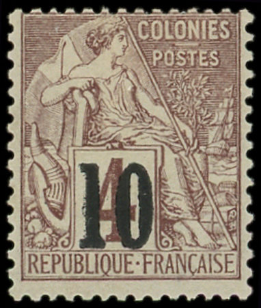 N°3b 10 sur 40c. lilas-brun, T III, neuf *, TB
