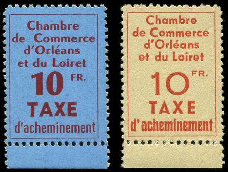 N°2/3 Orléans 10f bleu et 10f jaune, neuf **, TB