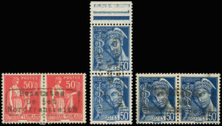 N°3/4 50c rose-rouge et 50c bleu + N°7 50c bleu, Coudekerque, neuf *, 2 ch., les autres TB