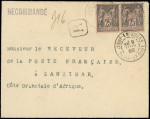 N°97 PAIRE obl. càd JOUY-EN-JOSAS 9/1/98 s. Env. Rec., arr. ZANZIBAR 27/1, TB