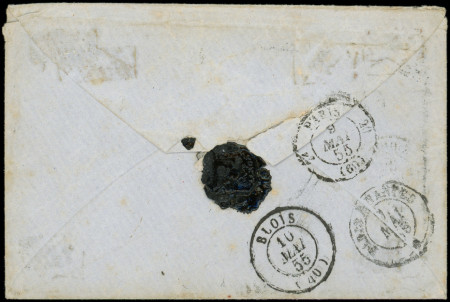 N°14A 20c bleu, T I, défx, obl. Los. AOBC s. Env., càd ARMEE D'ORIENT/Bau Cal 30/4/55, frappe TB