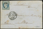 N°14A 20c bleu, T I, défx, obl. Los. AOBC s. Env., càd ARMEE D'ORIENT/Bau Cal 30/4/55, frappe TB