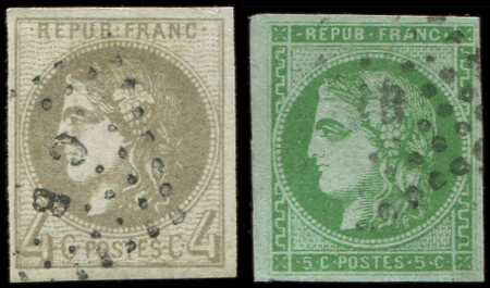 N°41B et 42B, 4c et 5c R II, obl. Ambulant, chacun petite froiss. mais aspect TTB