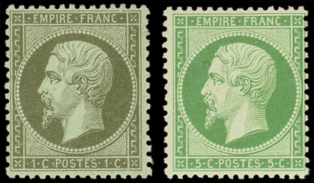 N°19a et 20, 1c vert-bronze et 5c vert, neuf *, les 2 très frais et TB