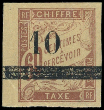 TAXE N°2 10 sur 60c. brun sur chamois, neuf *, TB