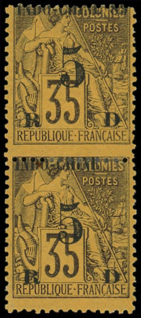 N°2a 5 sur 35c. violet-noir s. jaune, SANS 89 tenant à normal, neuf *, TB