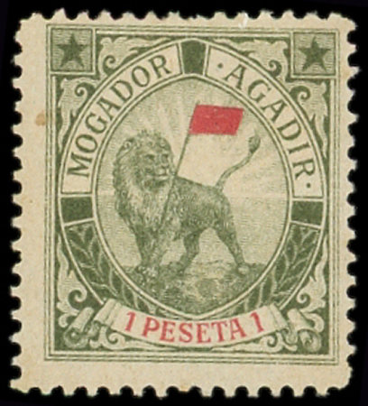 N°82 Mogador à Agadir, 1p. vert-gris, neuf *, TB