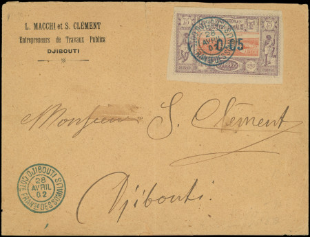 N°23 0,05 sur 75c. violet-brun et orange, obl. càd DJIBOUTI 28/4/02 s. Env. locale, TB