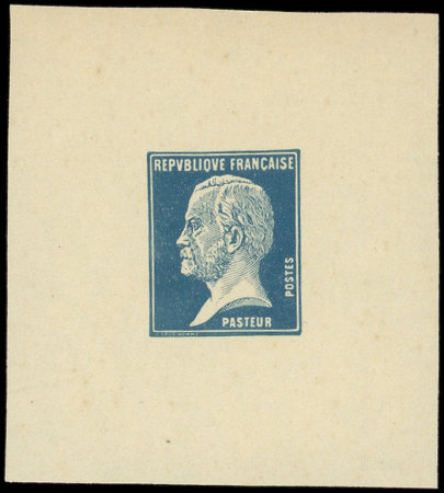N°176 Pasteur, 50c bleu, petite épreuve en bleu sans faciale, TB