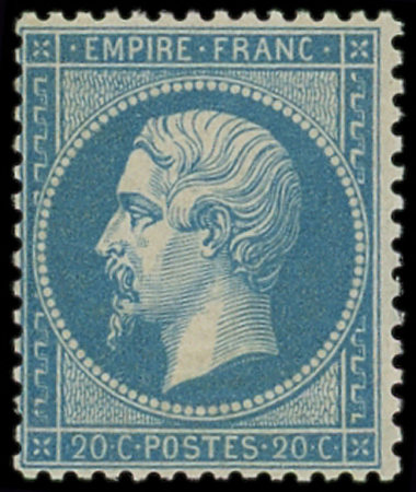 N°22 20c bleu, neuf **, gomme d'origine en partie oxydée mais très frais et TB