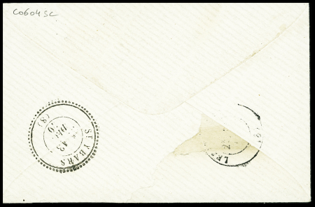N°20 5c vert, bande de 4, obl. GC sur petite enveloppe