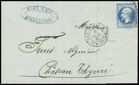 N°22 obl. losange ambulant sur lettre de Strasbourg