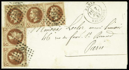 N°26A, 5 exemplaires, obl. GC 4116 sur lettre locale