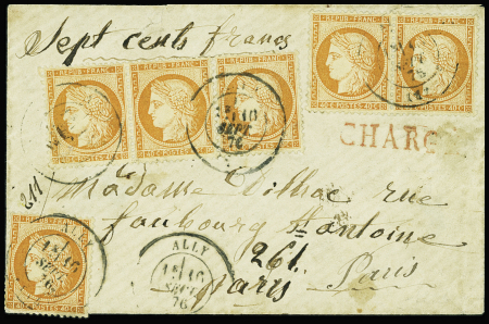 3 lettres : n°38, 6 pièces, OBL T17 Ally (10 sept