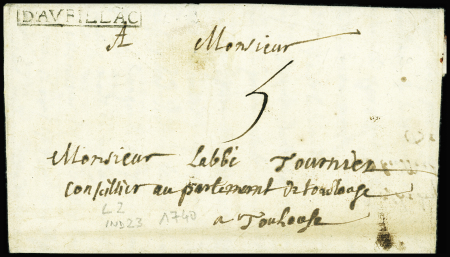 Lettre avec marque encadrée "Daurillac" (L n°2 - 1