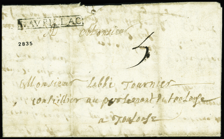 Lettre pour Toulouse avec marque encadrée "Daurill