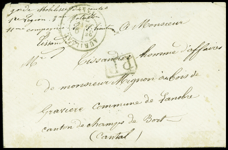Lettre avec T17 Aurillac (9 janv 71) + "PP" encadr
