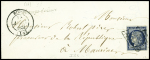 N°4 OBL grille + T14 Bort (18) (1851) + cursive "1