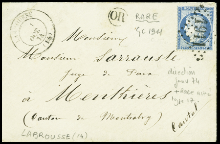 N°60 OBL GC 1911 + T17 Labrousse (1874 - associati
