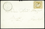 N°13 OBL PC 2760 + T22 "Ruines" (1861) sur lettre,