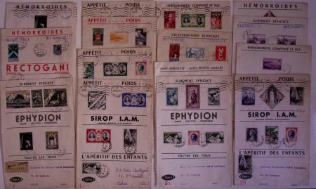 Ensemble d'environ 200 cartes postales et formules de laboratoires pharmaceutiques expédiées du monde entier à un médecin pour la promotion de médicaments