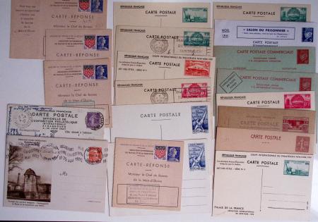 61 entiers neufs et OBL dont commémoratifs neufs et OBL et 6 cartes réponses 0F20 Muller bleu (sans le taloin). Bonne cote