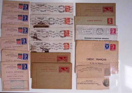 61 entiers neufs et OBL dont commémoratifs neufs et OBL et 6 cartes réponses 0F20 Muller bleu (sans le taloin). Bonne cote