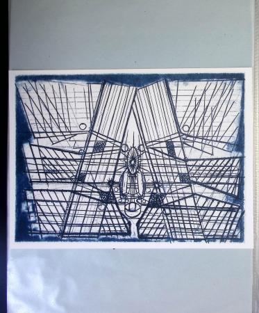 Chemise souple noire : dessins et cartes de vœux de graveurs de timbres dont un projet Clémenceau de Joseph Rajewicz (1982) dont Decaris, Béquet, Andreotto