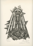 Chemise souple noire : dessins et cartes de vœux de graveurs de timbres dont un projet Clémenceau de Joseph Rajewicz (1982) dont Decaris, Béquet, Andreotto