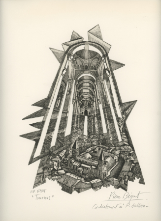 Chemise souple noire : dessins et cartes de vœux de graveurs de timbres dont un projet Clémenceau de Joseph Rajewicz (1982) dont Decaris, Béquet, Andreotto