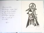 Chemise souple noire : dessins et cartes de vœux de graveurs de timbres dont un projet Clémenceau de Joseph Rajewicz (1982) dont Decaris, Béquet, Andreotto